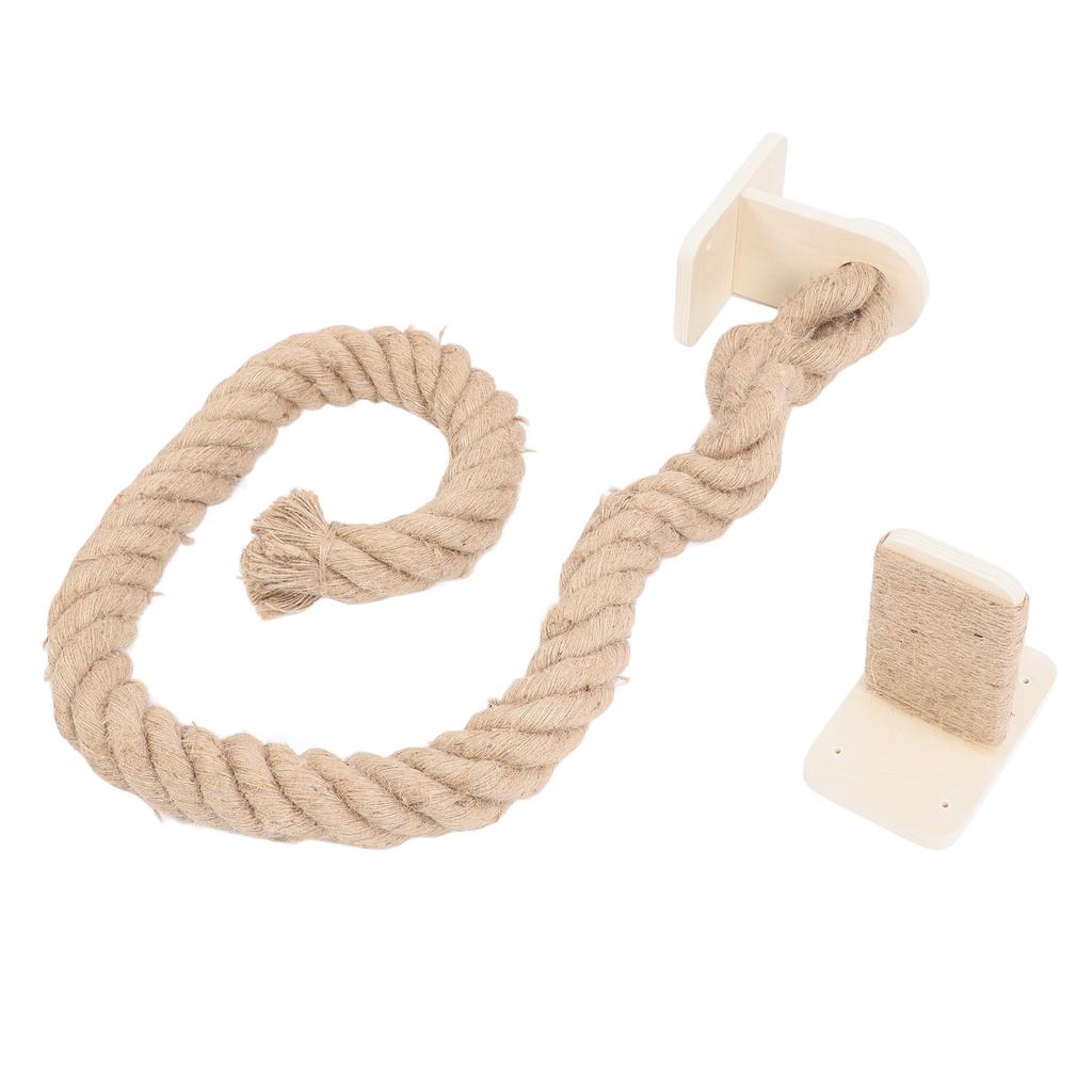 Duvara Monte Edilen İpli Kedi Tırmanma Aparatı Stabil Yapı Çok Fonksiyonlu Etkileşimli Kedi Tırmalama Direği