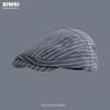 Korean Black and White Striped Forward Hat Women's Spring and Summer Literary and Retro Beret British Casual Reverse Newsboy Cap