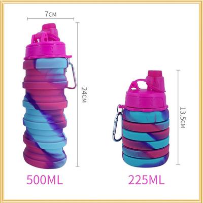 Tazza d'acqua riutilizzabile da 500 ml Strumenti per bere Borraccia per sport Creativo Durevole Forniture per la casa Bottiglia d'acqua pieghevole in silicone pieghevole