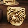 Reusable Halloween Ornaments Skull Candle Holder Decor Resin Gothic Table Ornament Spooky Shelf Party Supplies Decor for Home Trick or Treat