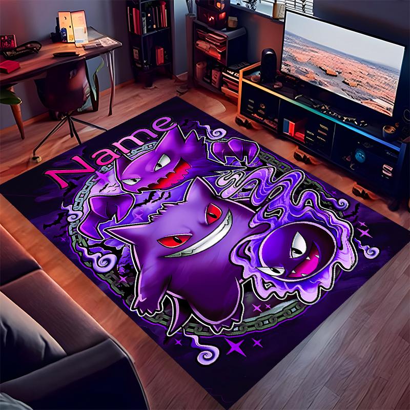 Custom Personalization Pokémon Gengar Print Area Rug - Soft, Washable Non-Slip Indoor Mat,Living Room,Home&Office Decorative Rug