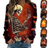 T-shirt à manches longues imprimé Halloween pour femmes, haut décontracté à la mode