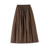 Coffee Brown High Waist Floral Skirt Autumn A Line Flared Pleated Midi Skirt Elegant Fashion Women