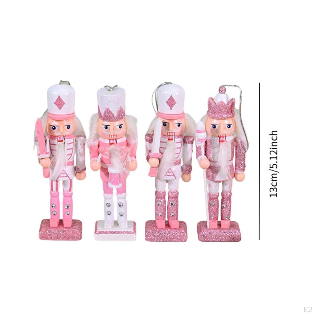 4 Stück Nussknacker-Figuren Holz Tischdekorationen Hängende Ornamente für Szene