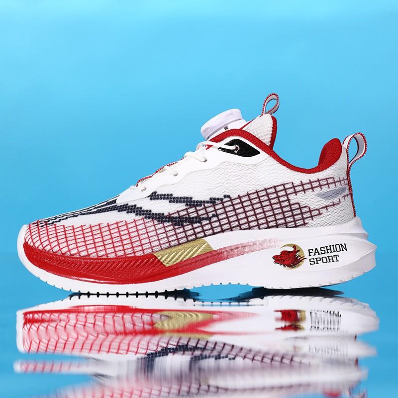 Kids Running Shoes Boys Lightweight Breathable Mesh With Carbon Plate Support Non-Slip Wear-Resistant Outdoor Indoor Sport