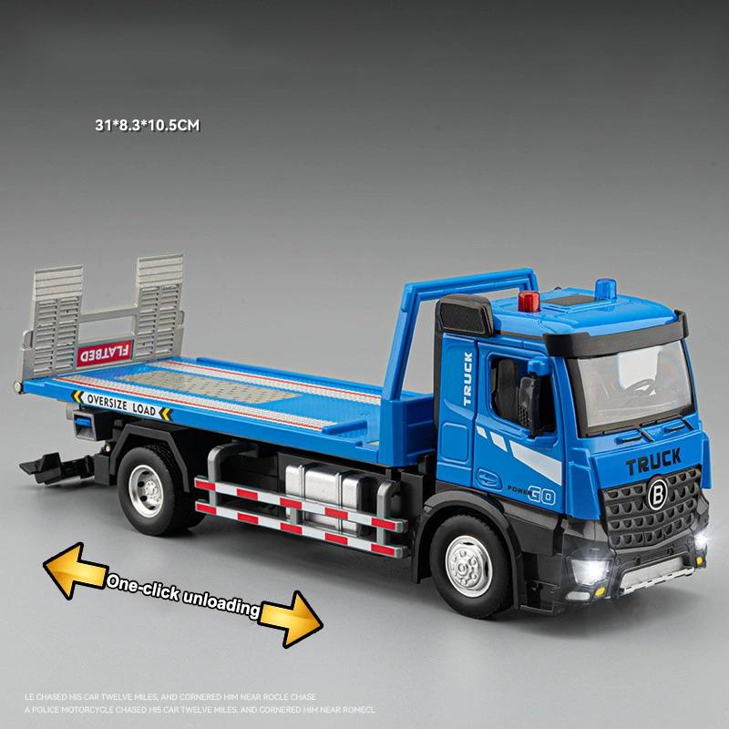 

Large Electric Flatbed Trailer Simulation Sound and Light Alloy Engineering Road Rescue Car Model Children s Christmas Gift синій