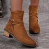 Winter Comfortable and Sexy Plus Size Horse Boots Fashionable New Round Toe Suede Square Heel Casual Short Boots for Women