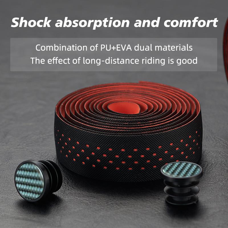 Soft Road Bike Bar Tape Cork EVA PU Bike Handlebar Tape Bar Tape Professional Cycling Damping Anti-Vibration Wrap With 2Bar Plug