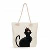 Black cat print thick rope single-shoulder beach bag 7364