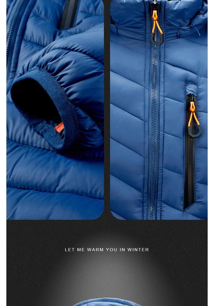Men's Hooded Lightweight Cotton Jacket - Detachable Plus Size Casual Outerwear for Autumn/Winter