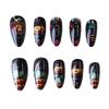 European And American Manicures Halloween Horror Pumpkin Haunted House Moon Long Almond Wearing Armor