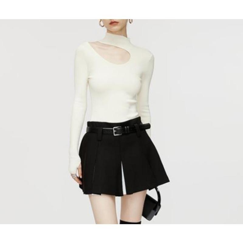 Half-turtleneck halterneck sweater women's autumn and winter new early spring inner mid-neck base layer off-the-shoulder knitted top