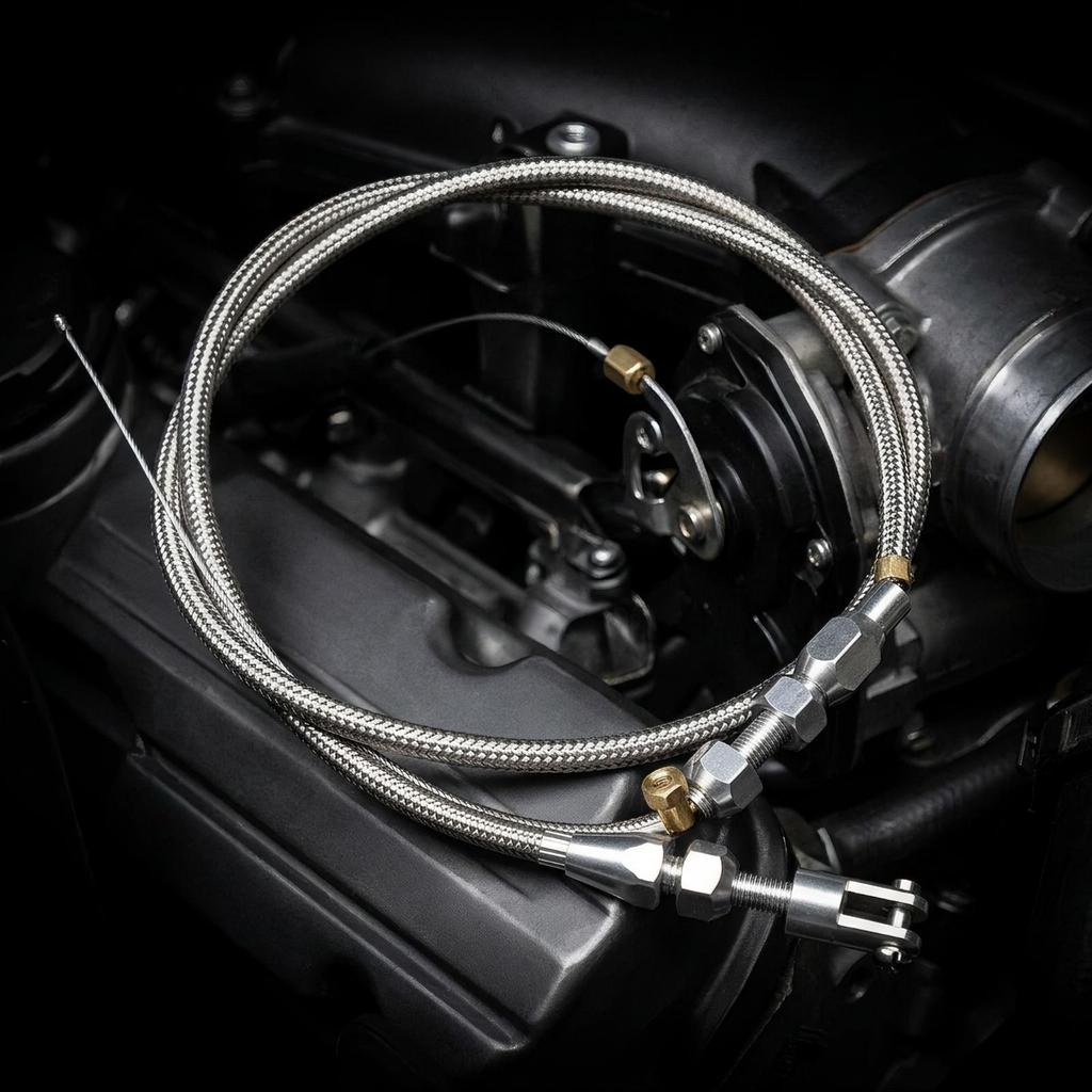 Adjustable Braided Throttle Cable Flexible with Clevis Metal