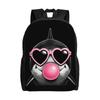 Shark Pink Heart Sunglasses Funny Bubble Backpack  Novelty Backpacks Women Cycling Breathable School Bags Design Rucksack