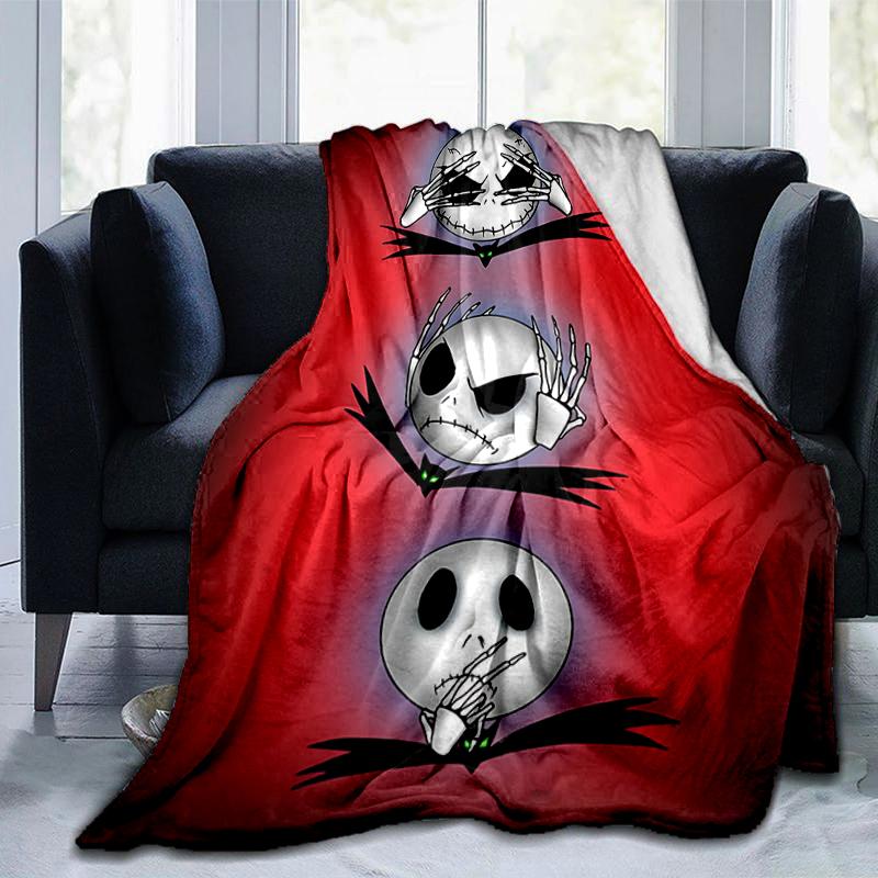 1Pc Skull Trio Background Blanket Soft And Comfortable Casual Warm Camping Travel Christmas Halloween Gift M921471