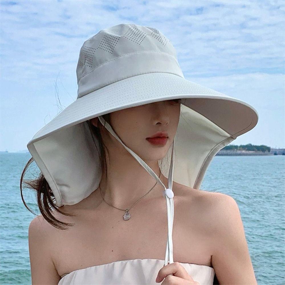 Wide Brim Shawl Fisherman Hat Anti UV Bucket Hat Fashion Panama Cap  Outdoor Sports