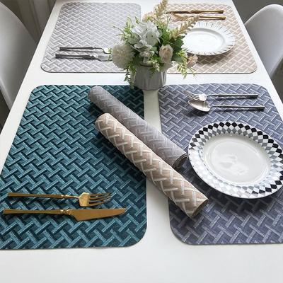 2PCS Polyester Jacquard Table Cloth Anti-Slip Placemat Home Heat Insulation Dining Tableware Cup Pads Round Table Decoration