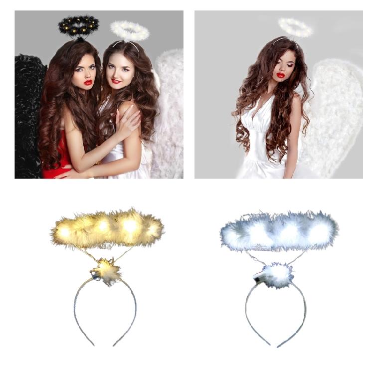 Girls Angel Wing Halos LED Hairband for Woman Halloween Concerts Party Headband