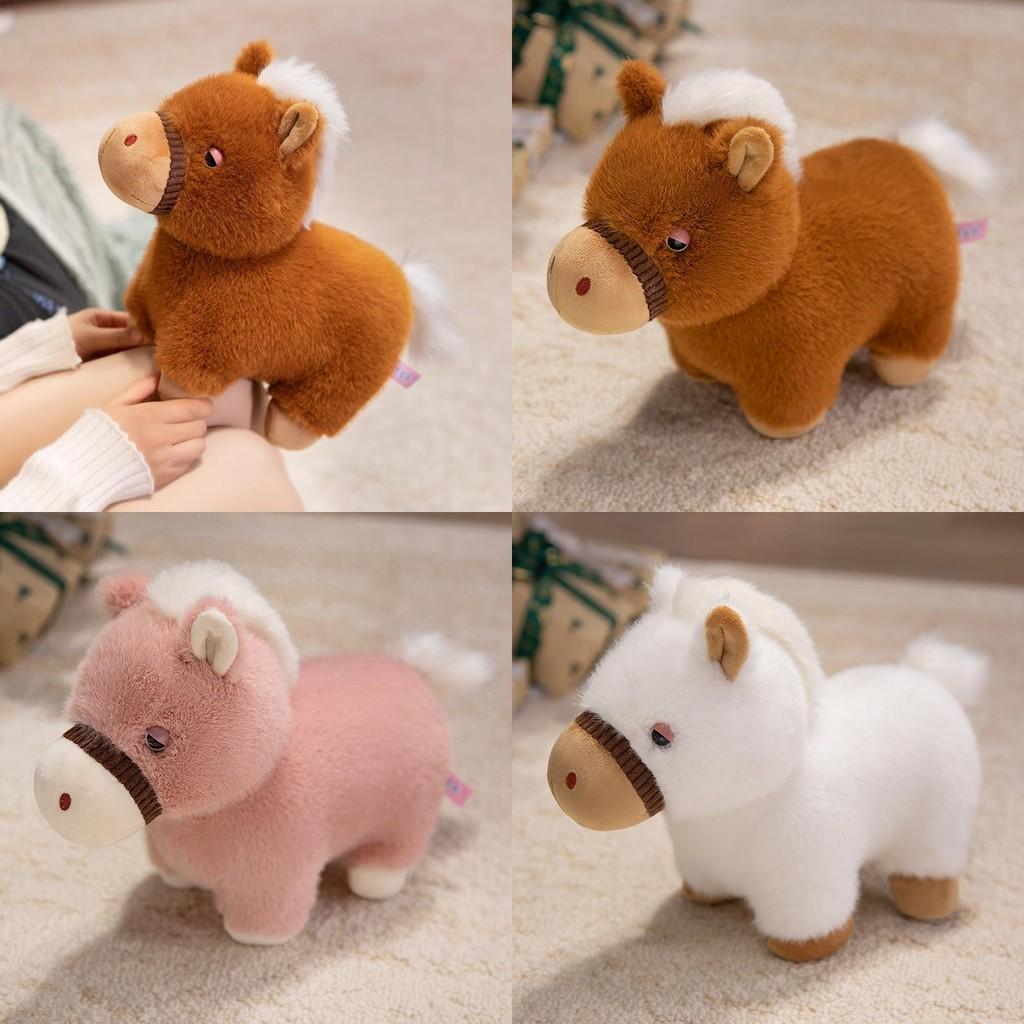 Adorable Plush Horse Doll Soft Stuffed Toy In White Brown And Pink For Kids Comfort