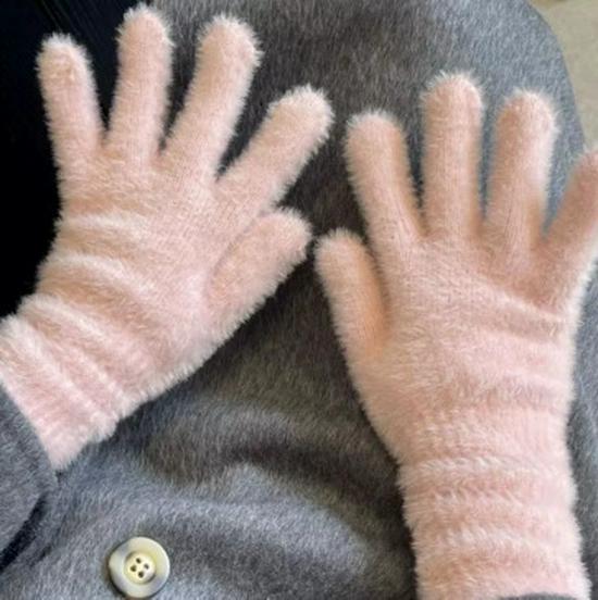 

Женские зимние перчатки без пальцев - Плюшевый искусственный кроличий мех, Флисовая подкладка, Теплый аксессуар для велоспорта, Милый стиль 2025.