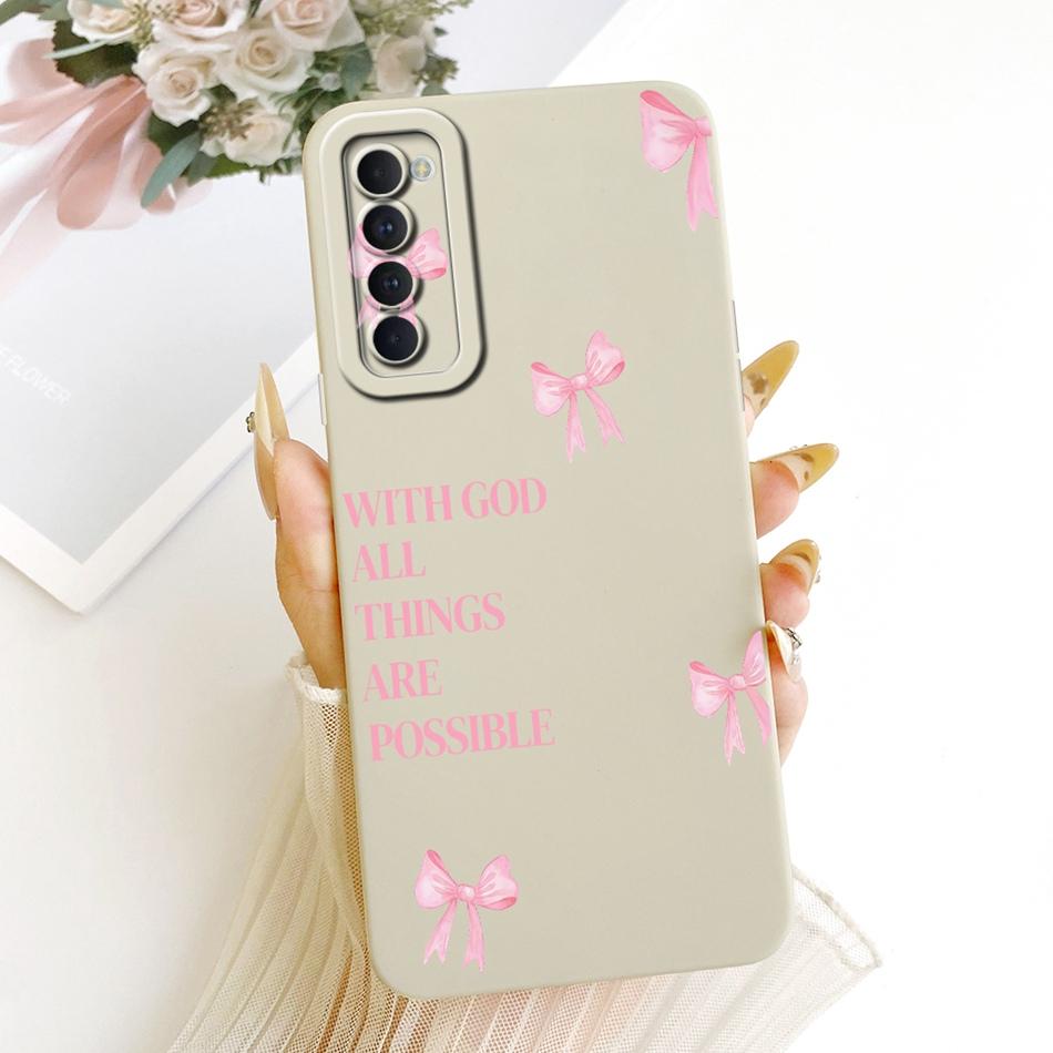 For OPPO Reno4 Pro / Reno4 Cute Cat Flower Cartoon Phone Case For Oppo Reno 4 4Pro 4G Shockproof Soft Silicone Bumpers