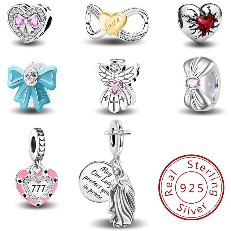 Miedziana Błogosławiona Matka Miłość Serce Kokardka Seria Koralik DIY Bransoletka Bangle Tworzenie Prezent Wysokiej Jakości Delikatna Biżuteria