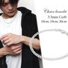 Shinjuku Gin No Kura 3.3mm Wide Curb Chain Silver 925 Bracelet, 18cm, Men's, Simple, Elegant, Slim Fit
