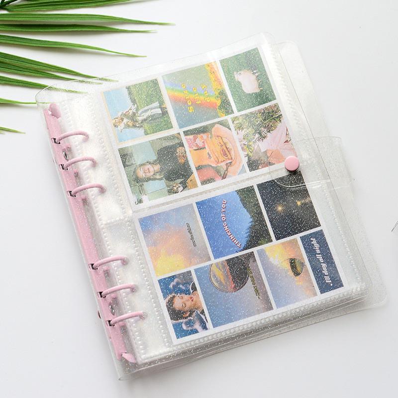 Clip Color Transparent Sparkling 6hole Loose Leaf Album Children Birthday Gifts
