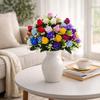 12 Heads Artificial Rose Bouquet Two Colors Wedding Decorations Silk Roses Plastic Rose Flowers