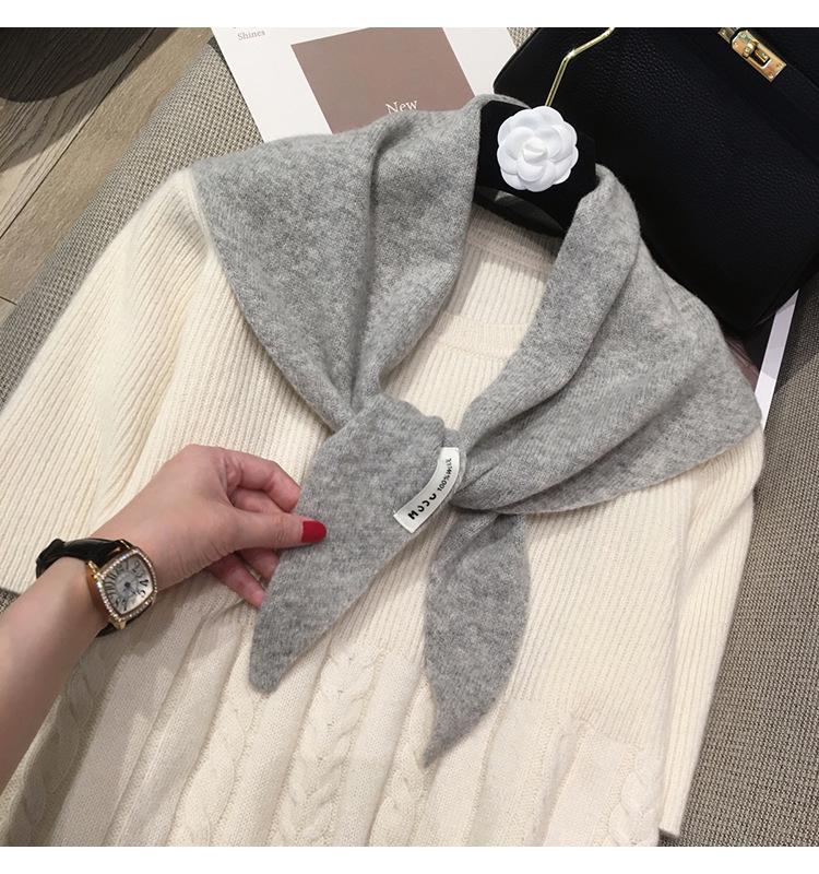 Premium Australian Wool and Cashmere Solid Color Women's Triangle Shawl-Scarf