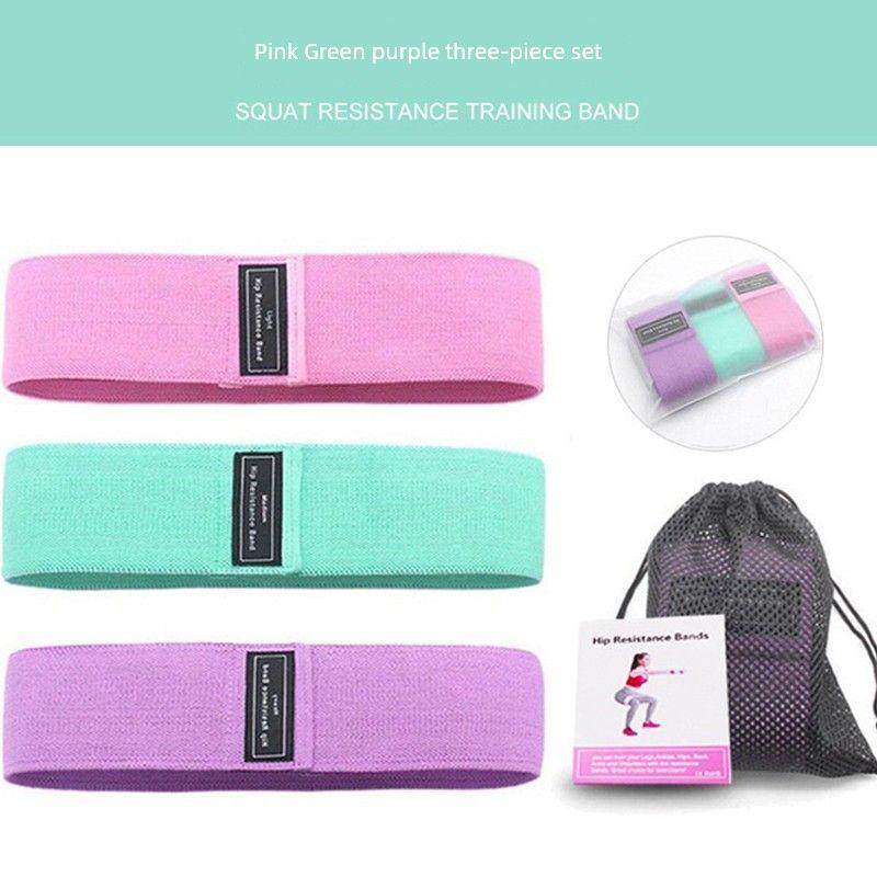 

Yoga Women s Squat Leg Stretching Belt Hip Exercise Band Three-piece set (pink, green, purple)