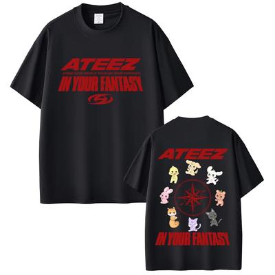 Ateez 2025 Welttournee in Your Fantasy Album Druck T-Shirts Herren Damen Popmusik Kpop Kleidung Kurzarm T-Shirt Oberteile Baumwolle