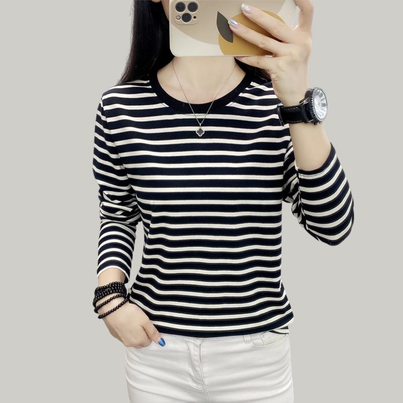 Camiseta de Manga Larga de Algodón Puro para Mujer Primavera/Otoño para Madres de Mediana Edad, Talla Grande, Corte Holgado