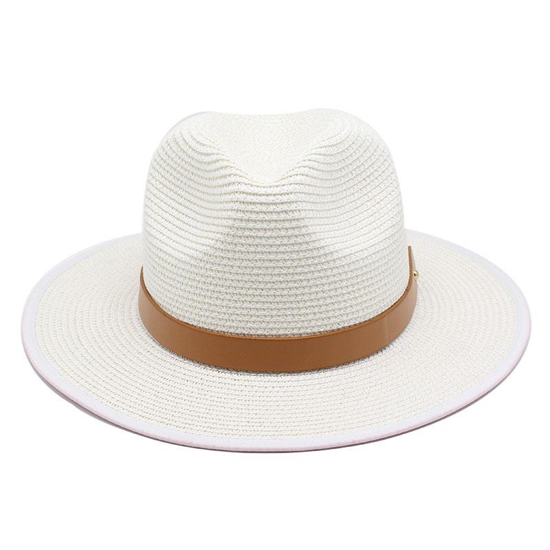 Men'S Jazz Rim Hat Summer Travel Vacation Beach Hat Sun Hat Panama Rim Hat