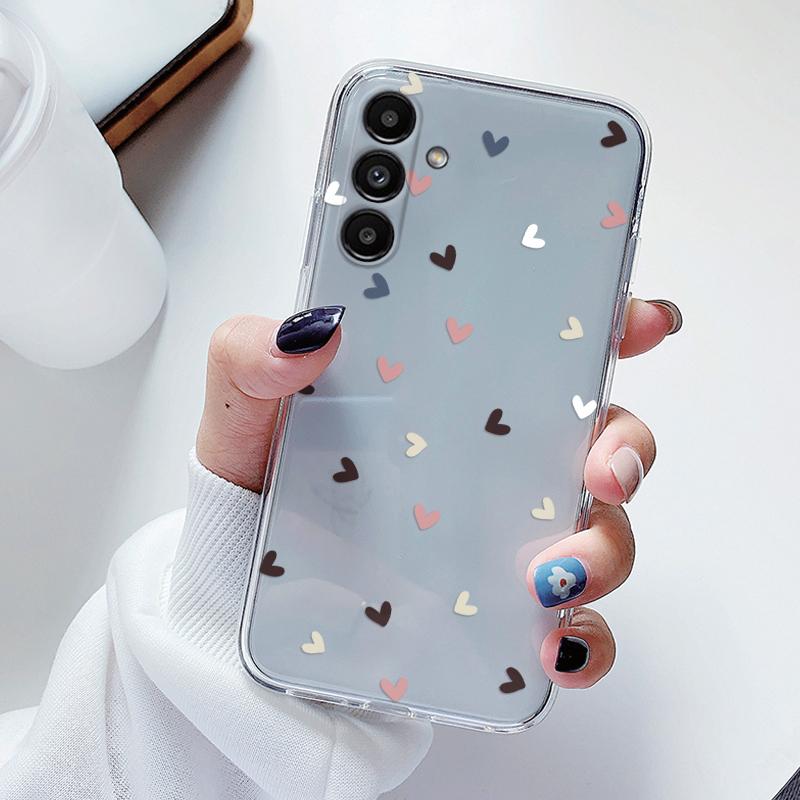 Transparent Case For Samsung Galaxy A24 A17 A16 A56 A55 A54 A06 4G Cover Cartoon Flowers Soft Clear Shockproof Funda Face Capa