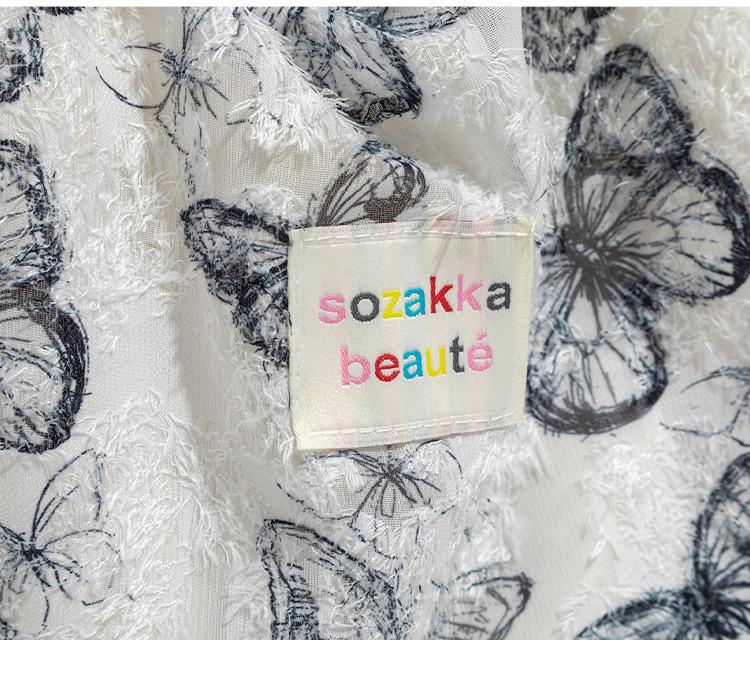 Geantă de pânză elegantă cu fluture din dantelă Mao Yun - Geantă de mână mare pentru femei Primăvară/Vară