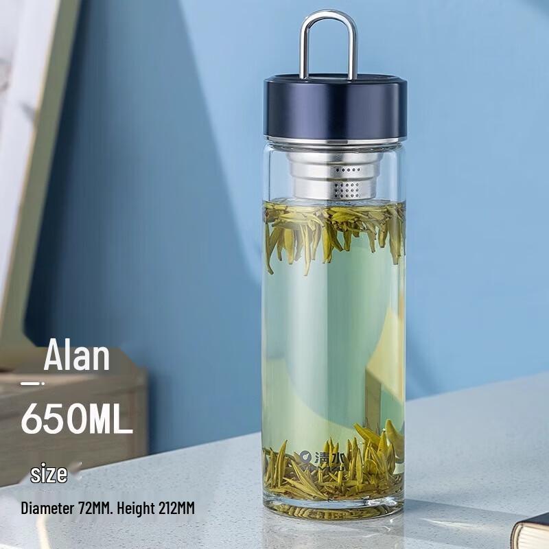 Portable Single-Layer Glass Tea Cup with 316 Infuser