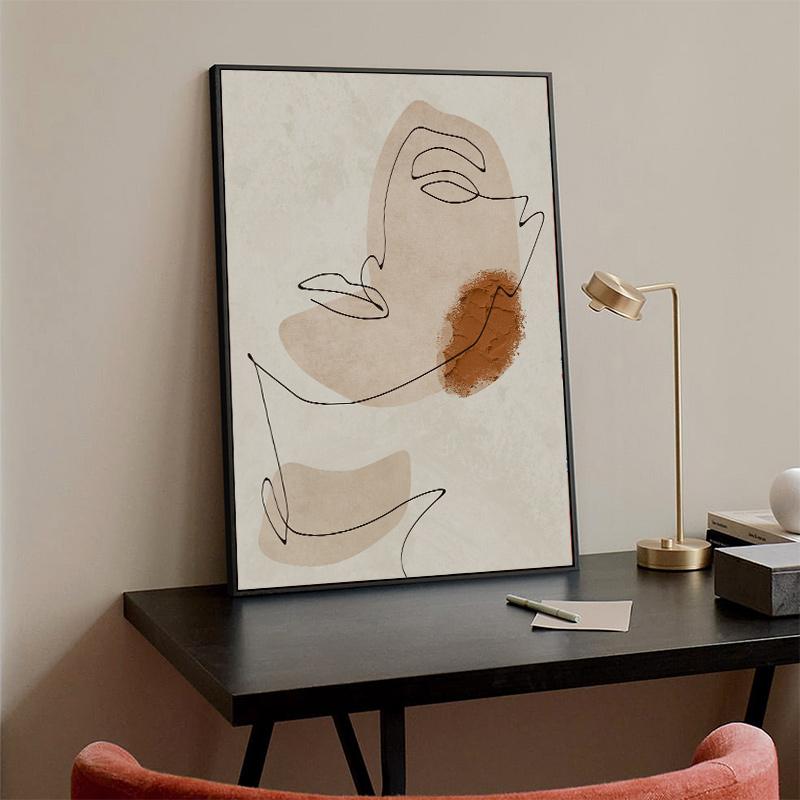 Woman Man Face Line Poster Abstract Canvas Painting Modern Wall Art Print Pictures for Living Room Interior Home Decoration