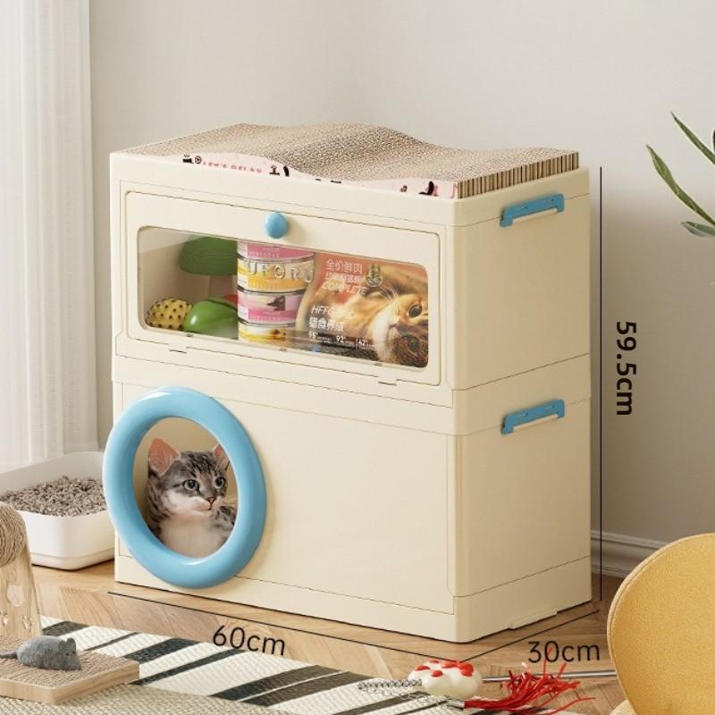 Multifunctional Cat Kennel Pet Supplies Integrated Storage Box Cat Villa Scratcher Double-layer Cat House Bed Kitten Accessories