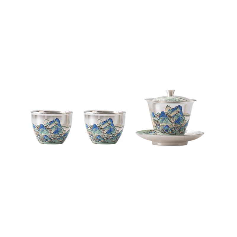 Thousand Miles of Rivers and Mountains Gilded Ceramic Tea Set