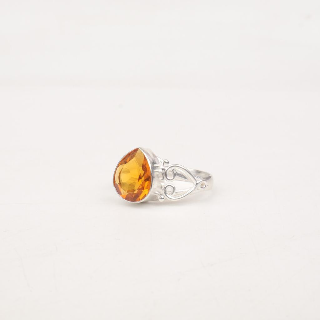 Natural Citrine Gemstone 925 Sterling Silver Jewelry Handmade Ring Gift For Wife RR-46-11