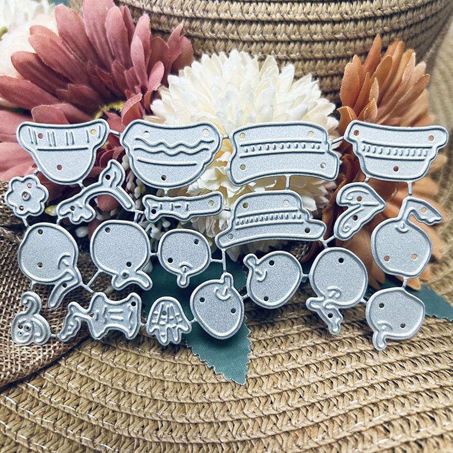 Row of Hats and Apples Metal Cutting Dies Stencils for Scrapbooking/Photo Album Decorative Embossing Paper Cards Crafts