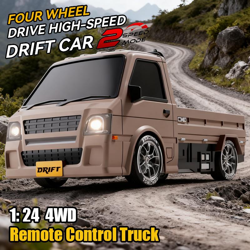 Non-Toxic 2.4G 1/24 Rc Drift Small Delivery Truck With Lights Remote Control Four-Wheel Drive Racing Off-Road Car Kids Toys Children Christmas