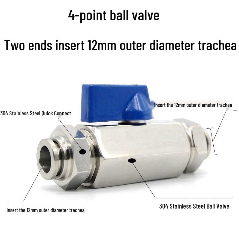 Pneumatic 304 Stainless Steel Ball Valve with Manual Male Thread Air Tube Connector