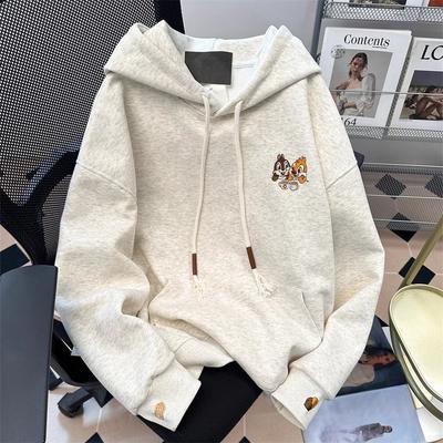 2025 Embroidered Cartoon Fleece Sweater Women's Season Design Sense Loose Cute Hooded Jacket
