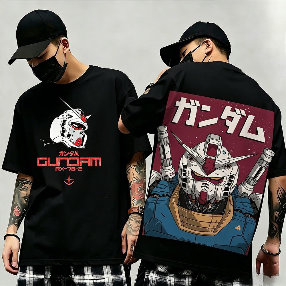 2026 Summer New Arrival Mobile Suit Gundam Print Shortsleeve Tshirt Trendy Y2k Style Suitable For Both Unisex And Unisex