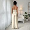 Elegant Summer Strapless Vest Two-Piece Set with Ruched Waist for Women