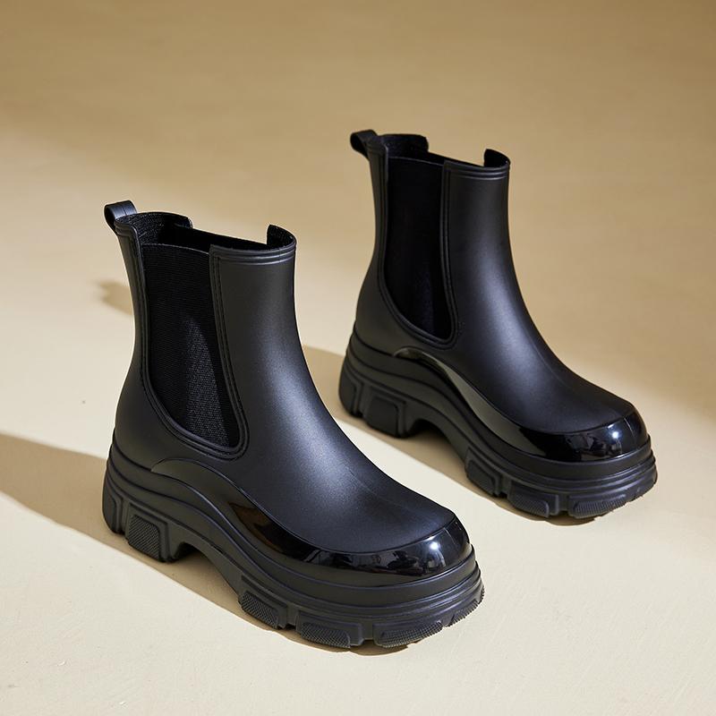 Stylish Women's Rain Shoes: Medium-cylinder Rain Boots For Outdoor Wear, Waterproof Rubber Shoes, Outdoor Wading Shoes