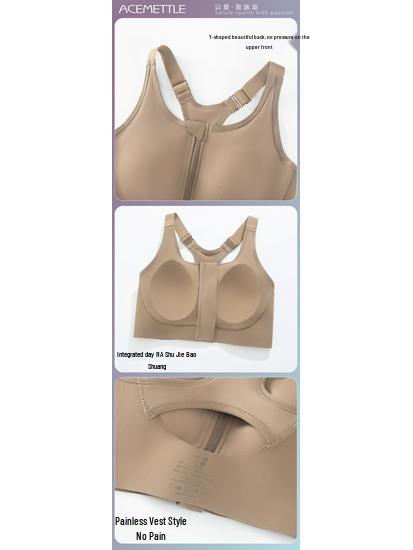 Dambekläder Högintensiv Justerbar Sport-BH med Dragkedja fram och Stötdämpning