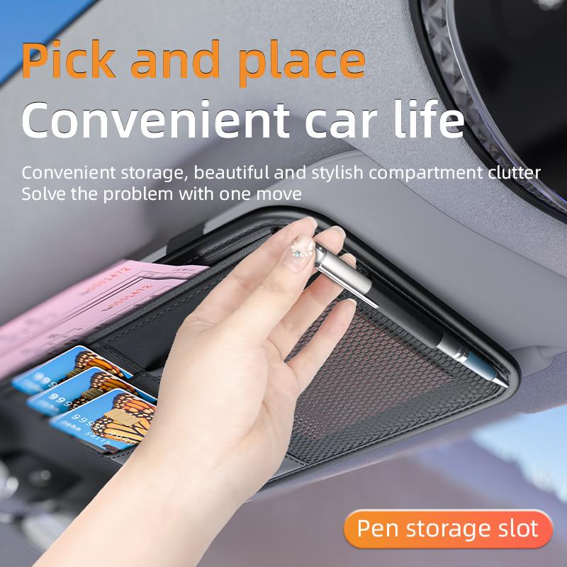 Car sun visor card bag glasses with zipper storage bag multifunctional storage bag leather storage bag for car transport